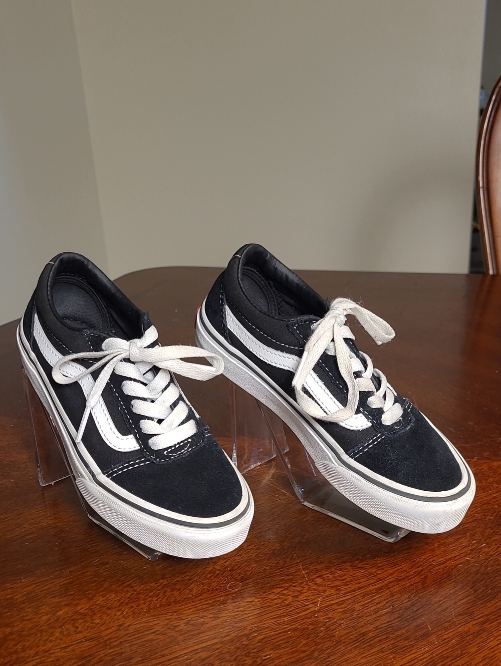 Vans Kids Black & White Canvas Old Skool Sneakers Size 13